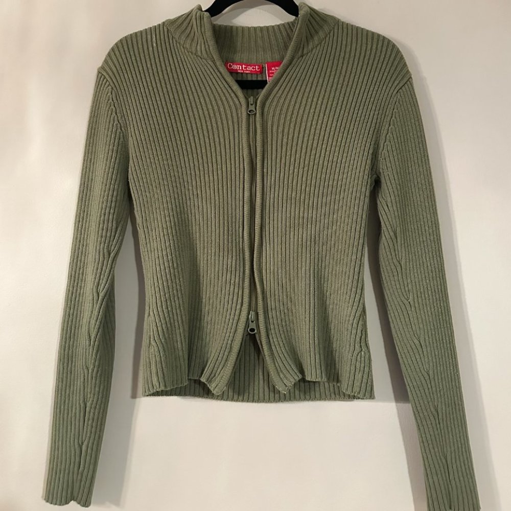 Zip Up Green Sweater